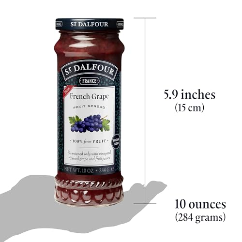 St. Dalfour French Grape Fruit Spread - 10oz - 100% from Fruit, No Artificial Ingredients, Non GMO, No Cane Sugars, All Natural, Made in France