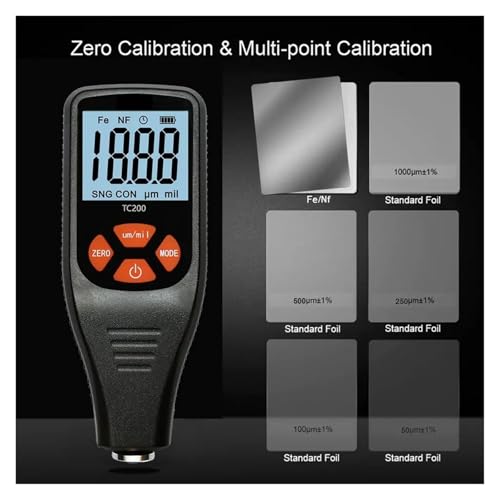 Medidor de espesor de recubrimiento TC200 con pantalla LCD miniatura 4