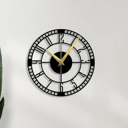 Image of Stylish Metal Wall Clock for Living Room, Bedroom, Office, Kitchen, Home and Hall | Antique Fancy Big Size Modern Wall Watch for Home Decor (DA-45, 60 CM)