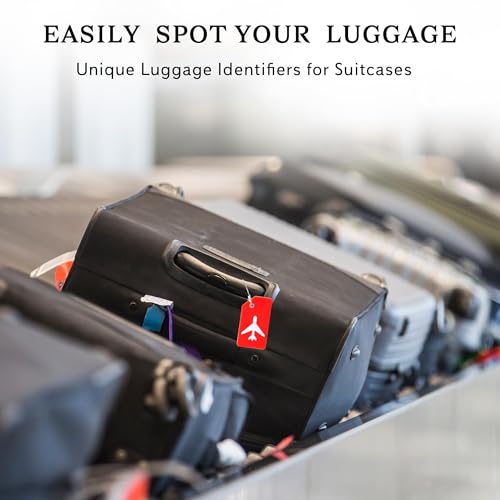 Image of Gostwo 14 Pack Silicone Luggage Tags for Suitcases, Plane Travel Essentials | Suitcase Bag Name Tag, TSA Approved, Stainless Loop, Privacy Protection, Luggage Identifiers Accessories, Red