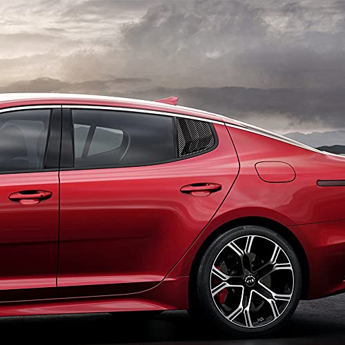 Q1-Tech, Painted Carbon Fiber Side Window Louvers Scoop Cover Vent Sun Shade Cover Compatible With 2018 2019 2020 2021 2022 Kia Stinger (Abs, Fits For All Weather) #TOP4