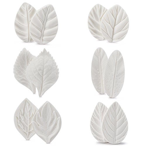 Leaf Fondant Mold, Beasea 6Pcs Fondant Leaf Cutter Silicone Leaf Cutter, Rose Leaf Mold For Fondant Leaf Veiner 3D Cake Decorations Styling Chocolate Sugar Cookie Cutter Set Silicone Mould Kit Cake #TOP11