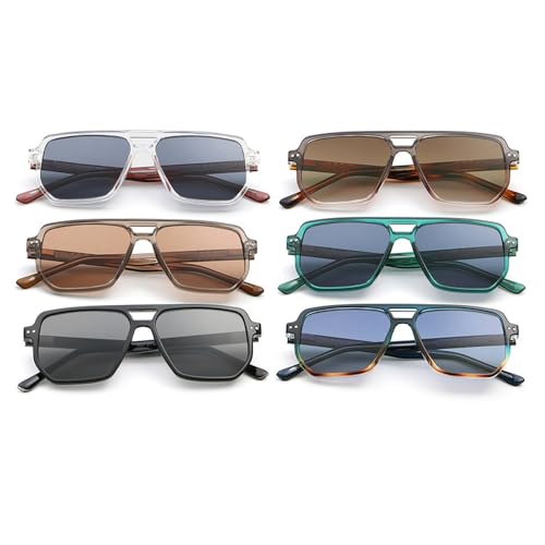 Lunettes de soleil léopard marron rétro dotées d'une structure double pont géométrique - 2
