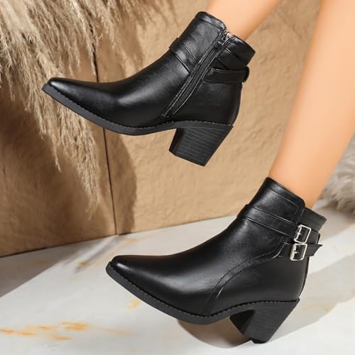 Bottes d'hiver courtes à bout pointu et boucle tendance - 7