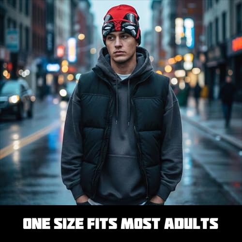 Image of Marvel Deadpool Beanie Hat, Winter Knit Cap with Cuff