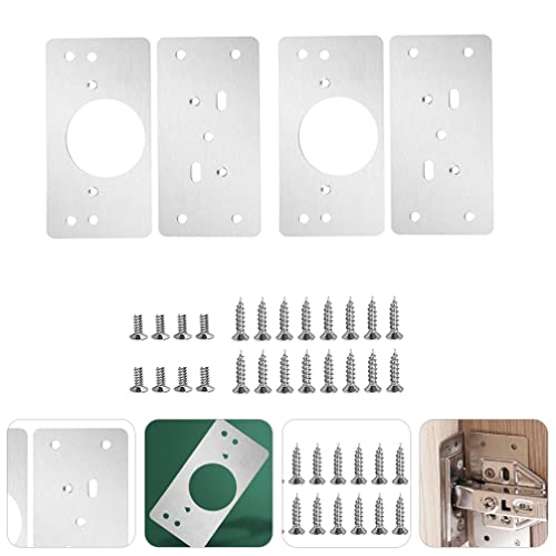 DOITOOL 10 peças de dobradiças de armário, placas de reparo de dobradiça de aço inoxidável, kit de s