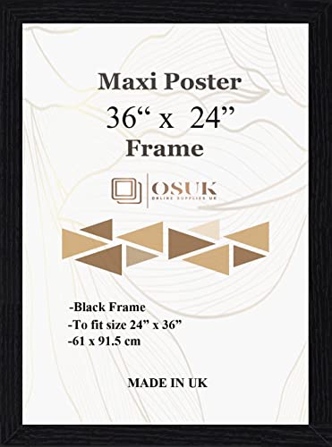 Black Maxi Poster Frame 61 x 91.5cm Large Photo Frame 36 x 24 Inch Picture Frames With Clear Perspex Front & Wall Mounting Black 24" x 36" Frame