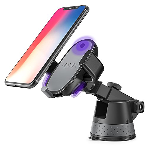 VAVA E-Touch Phone Holder for Car, Electric Auto Lock Car Phone Mount for Dashboard & Windshield Compatible with iPhone Xs Max XR X 8 7 Plus Galaxy S9 S8 Plus Note 9 8 and More