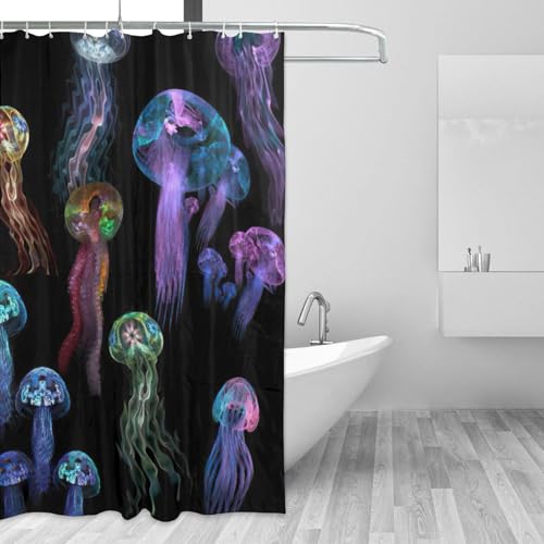 Rideau de douche imprimé méduses en polyester imperméable 183x183 - 4