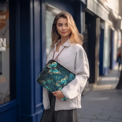 Funda para portátil azul con mariposa para 13-14 pulgadas miniatura 7
