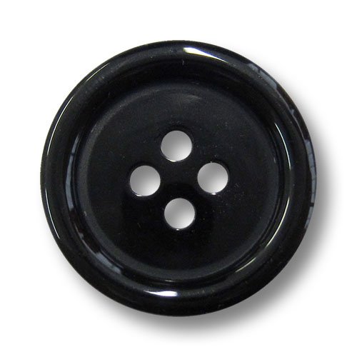 Knopfparadies (5829sc set of 15 cheap black plastic buttons in timeless shape with two holes. ca. 20mm