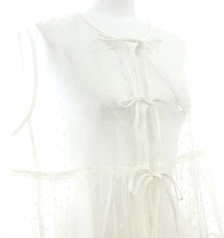 ヨリ yori ドットフロッキーティアードジレ シアー F 白 ホワイト MI