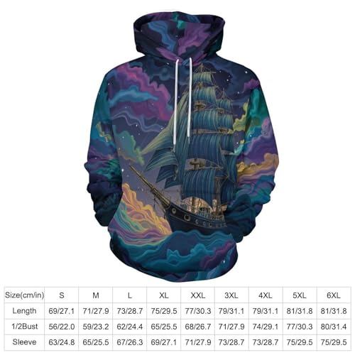 Sweat à capuche voilier 3D imprimé pour couple et adulte style décontracté - 3