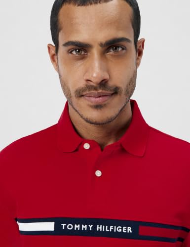 Tommy Hilfiger Herren Poloshirt Kurzarm Chest Insert Regular Fit, Rot (Primary Red), XXL – Ansicht 4