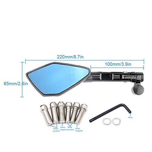 Espejos retrovisores para motocicleta con cristal antirreflejos para Kawasaki 3