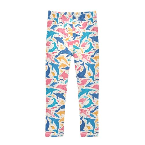KLL Flock Dolphins Sea Marine Pattern Toddler Baby Girl Active Leggings Casual Full Length Leg Yoga Pants Running
