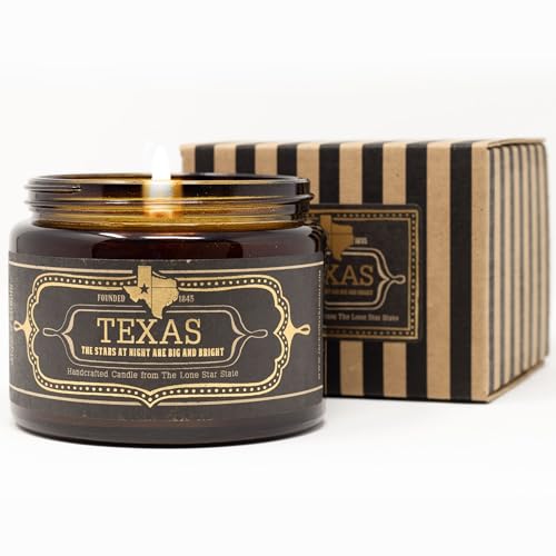 Jackson Vaughn Scented Texas Candle, Texas - Scents of Wild Sage, Vanilla, Campfire - 16oz Jar - 60 Hour Burn Time