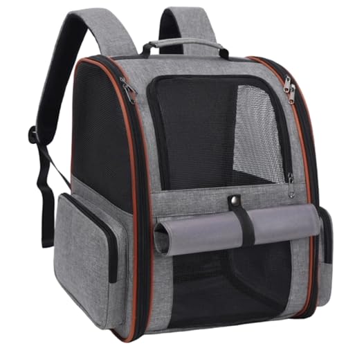 Sacolin Outdoor Cat Carrier Backpack, 16.1 X 13 X 11 in, Gray, Soft-Sided for Travel, Oxford Cloth and Ventilated Mesh