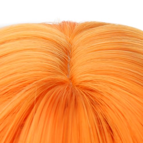 Image of PATTNIUM Grils Orange Ombre Wig with Bangs Kids Short Wavy Curly Wig Orange Bob Wigs Synthetic Halloween Costume Cosplay Party Wigs