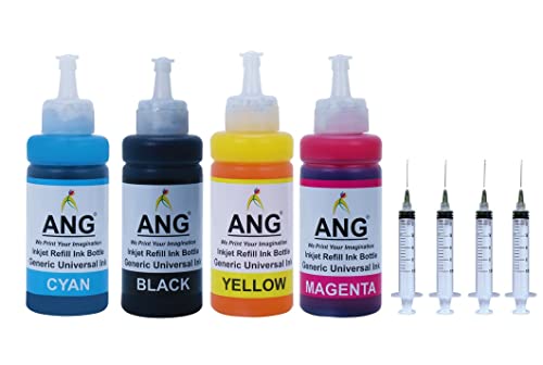 Image of ANG Multi-Color Ink Compatible for Cannon TS207 Single Function Printer Tri-Color Ink Cartridge Each Bottle 100ML with Syringe