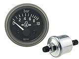 0 bis 10 bar Universal Öldruckanzeiger 0 bis 10 Bar mit Geber 12 Volt, Ø 52 mm