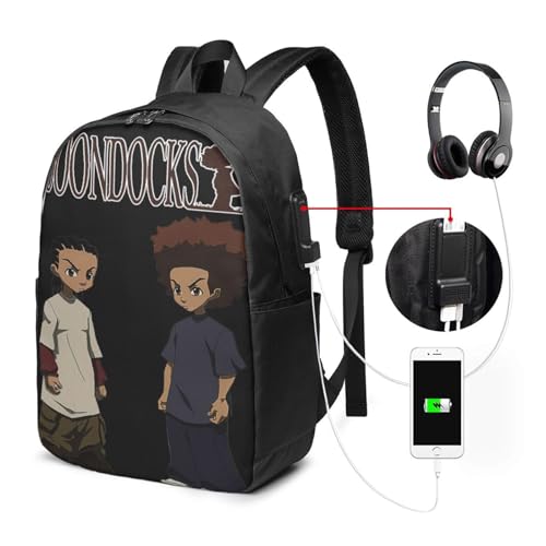 The Cute Boondocks Laptop Backpack With Usb Charging Port Large Travel Bags Unisex Adult Gym Bags Daypack for Activities Breathable Work Rucksack Notebook Bag for Men&Women2