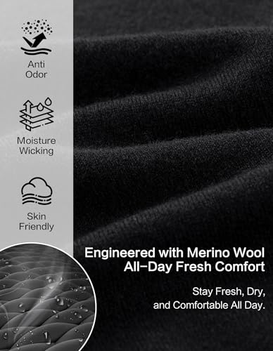 Image of 3 Pack Merino Wool Underwear for Men, Moisture Wicking Wool Boxers Briefs for Base Layer, Thermal Boxers with Pouch
