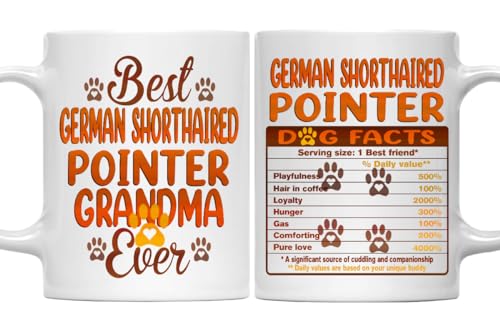 MONIZILUCKY Best German Shorthaired Pointer Grandma Ever Coffee Mug for Best Grandma Dog Lover, Pet Owners - Funny German Shorthaired Pointer Dog Facts Mug for Grandma - 11Oz Ceramic Mug White