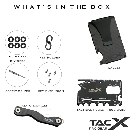 Carbon Fiber RFID Blocking Slim Front Pocket Wallet for Men – Minimalist Credit Card Holder with Money Clip, Key Organizer Set, Bonus Multi-Tool, Compact Design with Keychain (Carbon Fiber)3