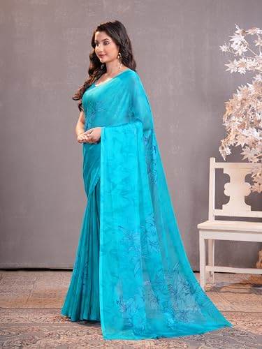 Image of Garden Vareli Floral Print Chiffon Saree