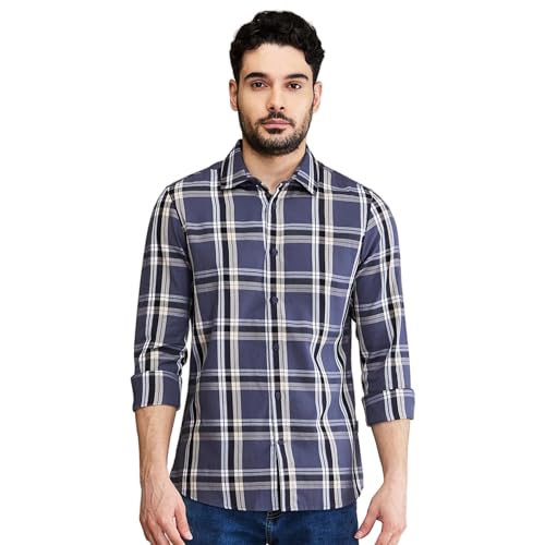 Image of Being Human Beige Slim Fit Regular Collar Men's Shirt Clothing