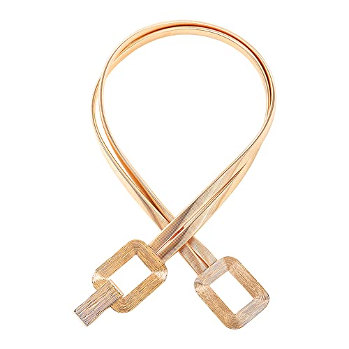 Felite Fnn Women Double Row Elastic Stretch Metal Waist Belt Dress Blouse Chain4