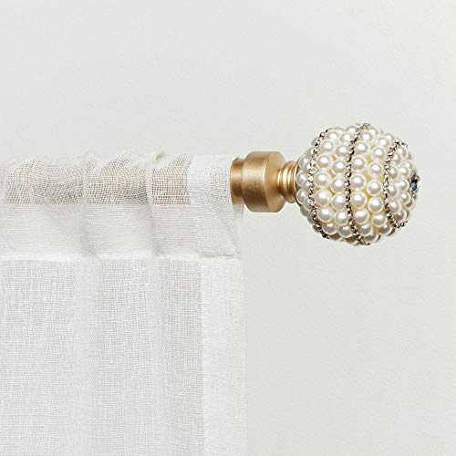Image of EXCLUSIVE HOME Diana 1" Curtain Rod and Finial Set, Gold, Adjustable 66"-120"