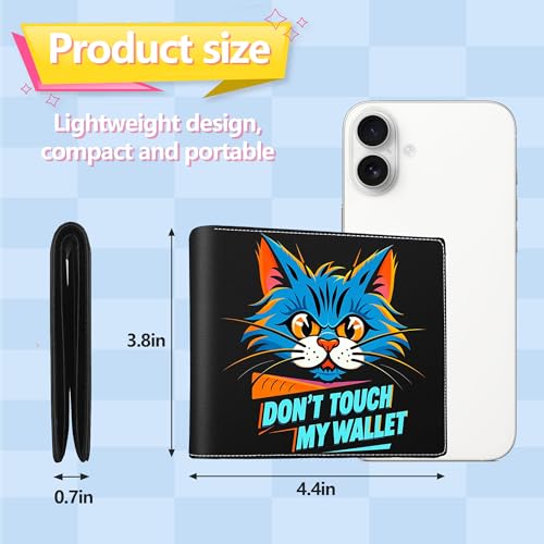 Cool Blocking Leather Wallet for Boys & Teens, Ages 8-15 – Funny Bifold Design with Coin Pocket, ID Window & Wallet Card – Ideal for Boys, Sons, and Male Youth (Don't touch my wallet)4