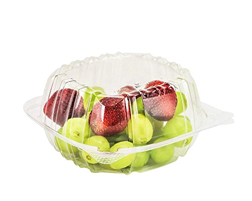 SafePro 6x6x3 Clear Hinged Lid Plastic Container, (CASE OF 100), Polyethylene Terephthalate Square Cold Clamshell Container