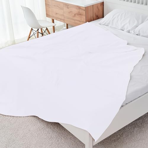 Image of Cosy Family 6 Layer Muslin Bed Blanket - Breathable and Lightweight Gauze Boho Blanket for Spring, Soft 100% Cotton Muslin, White, 80x90 Inches
