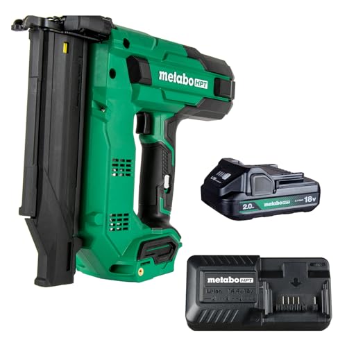 Metabo HPT 18V MultiVolt Compact Cordless Brad Nailer Kit, 18 Gauge Nailer with Power Tool 2.0Ah Lithium Ion Battery, Drives 5/8' to 2' Brad Nails, 700 per Charge, NT1850DG