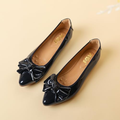 Unifizz Women's Pointed Toe Cute Bowtie Ballet Flats Shoes4