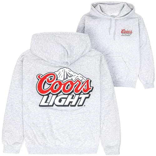 Brew City Coors Light Mountain Logo Grey Front and Back Print Hoodie (US Alpha XX-Large Regular Regular)