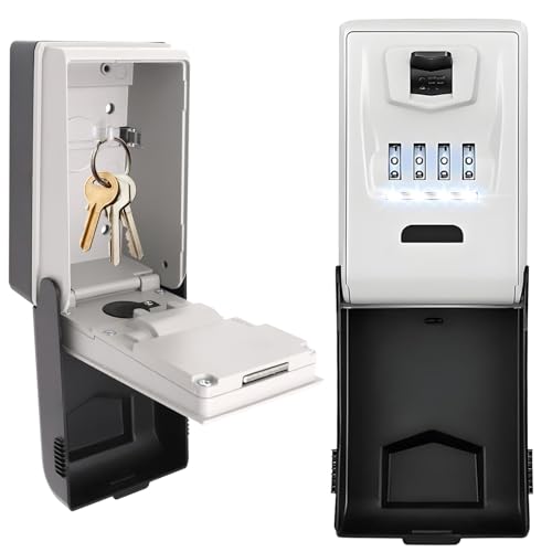 Schlüsseltresor mit Zahlencode, Schlüsselsafe mit 4 Stelligem Beleuchteten, Zinklegierung Schlüsseltresor mit Beleuchteten Wasserdicht Wandmontage Schlüsselbox, Groß tresor feuerfest wasserdicht
