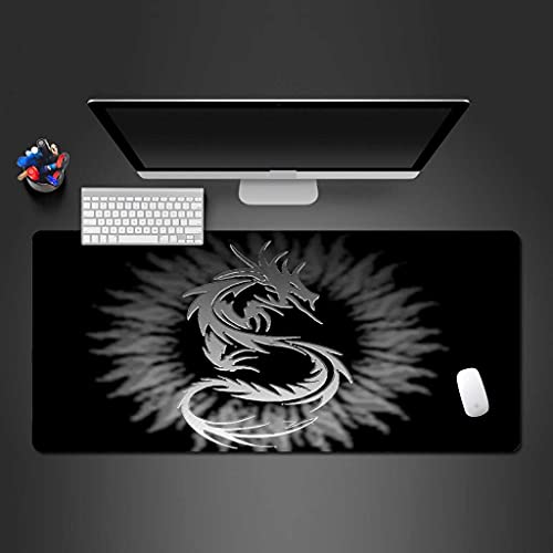 Tapis de souris gamer 1000x500 mm dragon gris xxl en caoutchouc anti-glissant pour bureau
