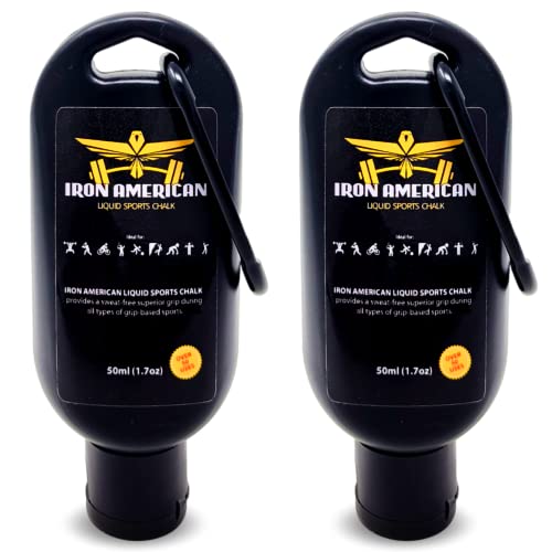 Iron American Liquid Sports Chalk - Weightlifting Hand Chalk Mess Free Travel Bottle Chalk Long Lasting Strong Grip For Training Gymnastics Rock Climbing Weight Lifting (2-Pack (50 Ml. Bottles)) #TOP28