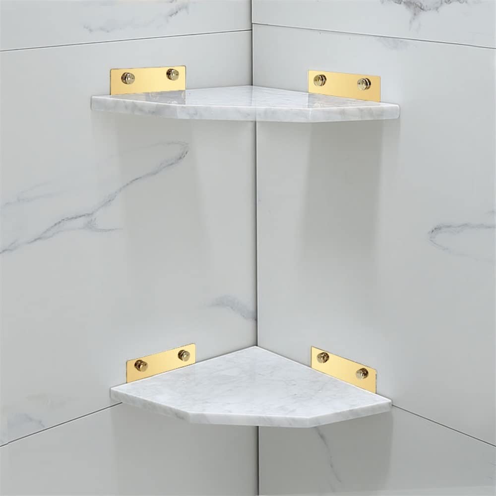 Corner Shower Caddy Nordic Light Luxury All Copper Natural Marble Golden Triangle Basket Rack Storage Brushed Gold Tripod