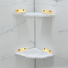 Corner Shower Caddy Nordic Light Luxury All Copper Natural Marble Golden Triangle Basket Rack Storage Brushed Gold Tripod