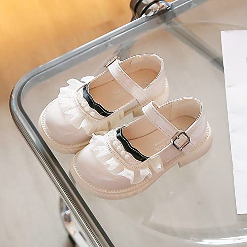 Fashion Spring Summer Children Casual Shoes Girls Leather Shoes Dress Shoes Comfortable Pearl Lace Hiking Boots Kids (White, 2-2.5 Years Toddler)2