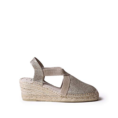 Damen-Espadrille aus Baumwollstoff - Triton - Platin, 39 EU