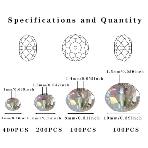 image for Laopottbeads 800Pcs 4/6/8/10mm Crystal Glass Beads for Jewelry Making 