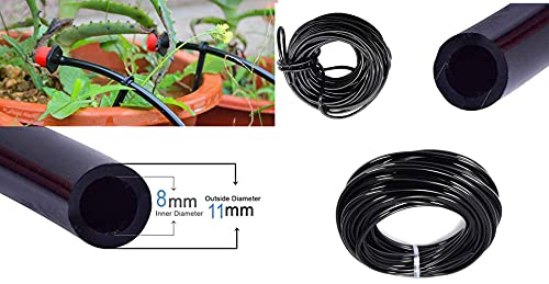 Image of DIY Crafts 15 mtr, Black Flexible Pipe, Watering Tubing Hose 8 /11 inch Garden Drip Pipe PVC Hose Irrigation System Watering Systems for Greenhouses Agriculture,Lawn, P(15 mtr, Black Flexible Pipe)