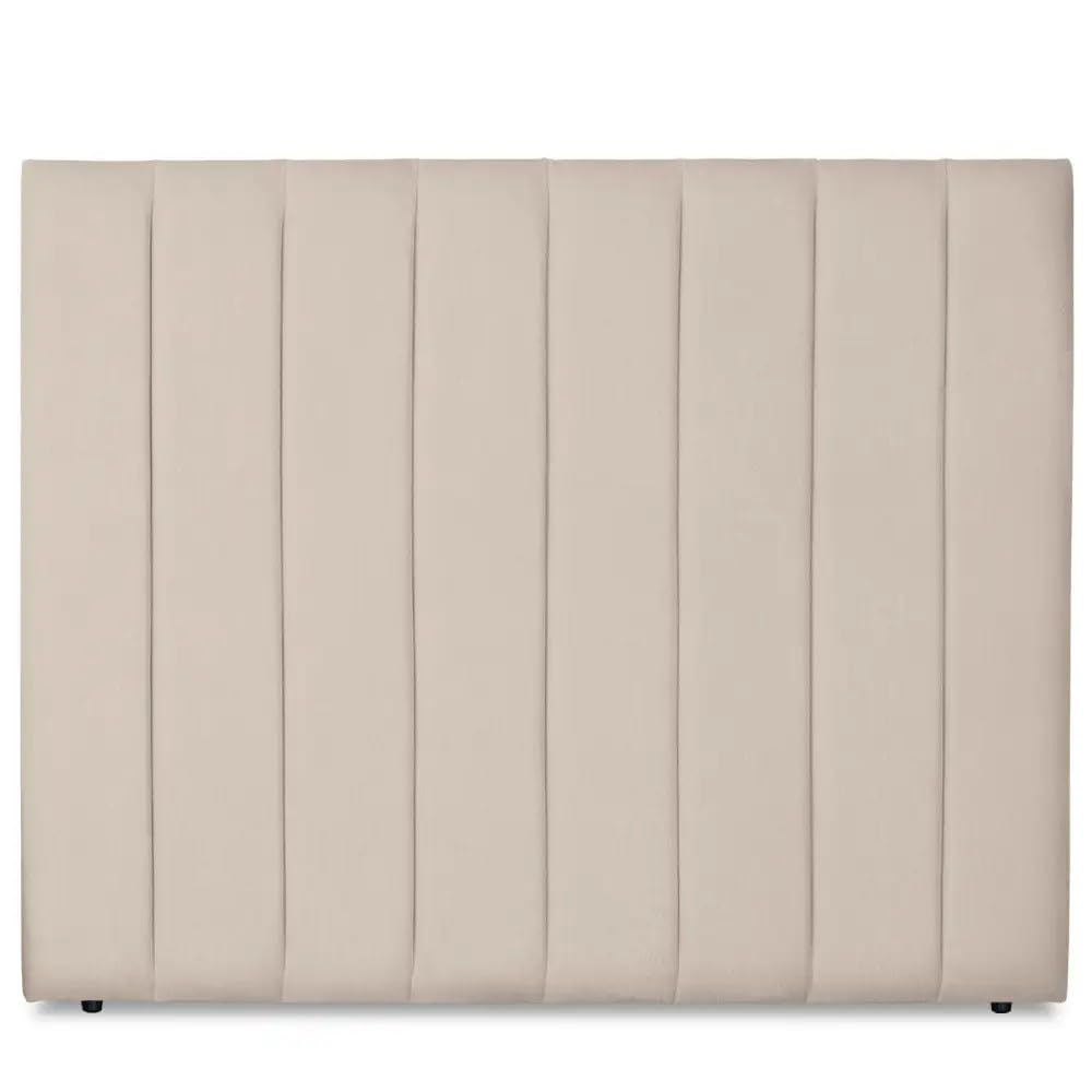 Ventadecolchones - Cabecero Tapizado Acolchado de Dormitorio Franjas Verticales Largo en Tela Antimanchas Crudo y Medida 200 x 125 cm para Camas de 180 ó 200