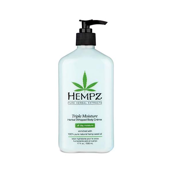 Hempz-Natural-Triple-Moisture-Herbal-Whipped-Body-Cream-with-100-Pure-Hemp-Seed-Oil-for-24-Hour-Hydration-Moisturizing-Vegan-Skin-Lotion-with-Yangu-Oil-Peach-and-Grapefruit-Enriched-Moisturizer HEMPZ Body Lotion - Triple Moisture - Grapefruit and Sparkling Peach - Daily Moisturizing Cream - 17oz